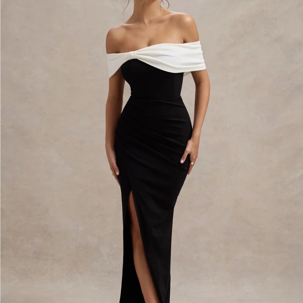 Chic Strapless Black and White Dress
